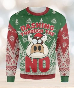 Grumpy Cow Dashing Through The Snow Farmer Ugly Christmas Sweater