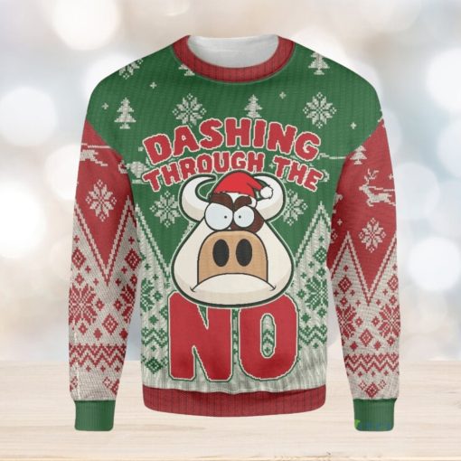 Grumpy Cow Dashing Through The Snow Farmer Ugly Christmas Sweater