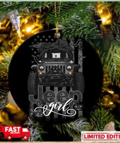 Halloween American Flag Black Jeep Girl Perfect Gift For Holiday Christmas Ornament
