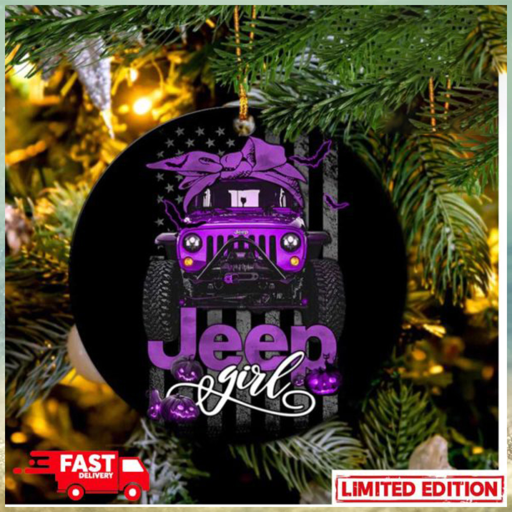 Halloween American Flag Purple Jeep Girl Perfect Gift For Holiday Ornament Halloween American Flag Purple Jeep Girl Perfect Gift For Holiday Ornament