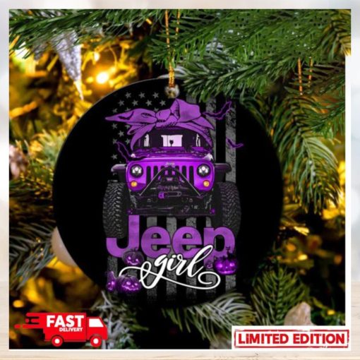 Halloween American Flag Purple Jeep Girl Perfect Gift For Holiday Ornament