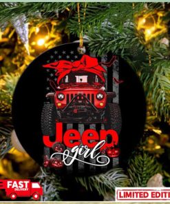 Halloween American Flag Red Jeep Girl Perfect Gift For Holiday Tree Decorations Ornament