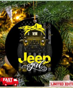 Halloween American Flag Yellow Jeep Girl Perfect Gift For Holiday Christmas Ornament