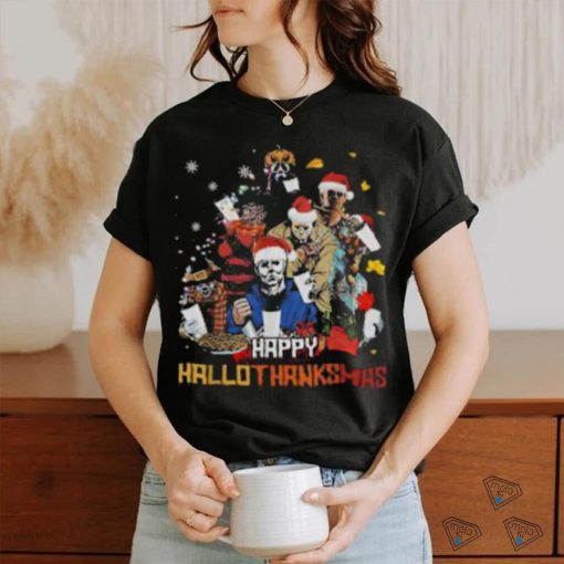 Halloween Horror Movies Characters Happy Hallothanksmas T Shirt