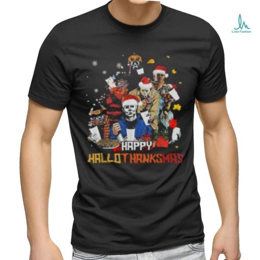 Halloween Horror Movies Characters Happy Hallothanksmas T Shirt