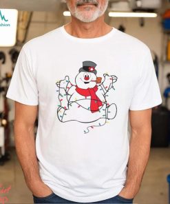 Happy Frosty Snowman holding his pipe and Christmas Lights Shirt