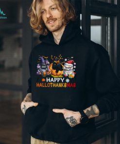 Happy HalloThanksmas Halloween Thanksgiving Christmas Cat Classic T Shirt