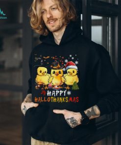 Happy Hallothanksmas Halloween Thanksgiving Christmas Cute Baby Chicken Classic T Shirt