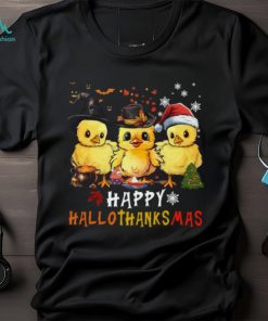 Happy Hallothanksmas Halloween Thanksgiving Christmas Cute Baby Chicken Classic T Shirt