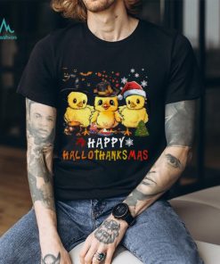 Happy Hallothanksmas Halloween Thanksgiving Christmas Cute Baby Chicken Classic T Shirt
