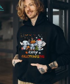 Happy Hallothanksmas Halloween Thanksgiving Christmas Elephant Classic T Shirt