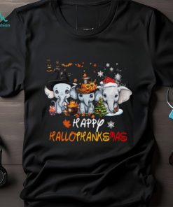 Happy Hallothanksmas Halloween Thanksgiving Christmas Elephant Classic T Shirt