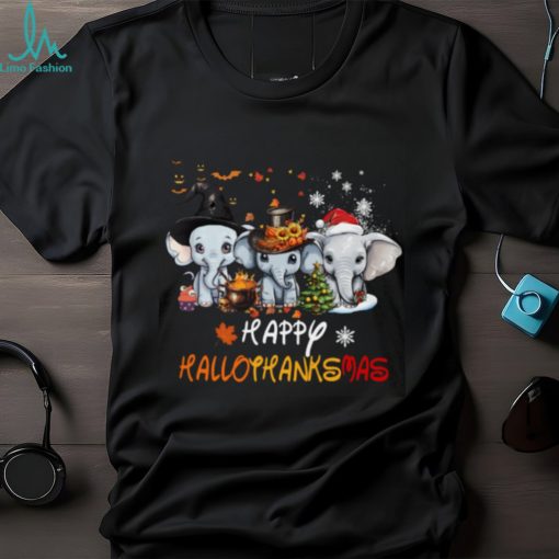 Happy Hallothanksmas   Halloween Thanksgiving Christmas Elephant Classic T Shirt