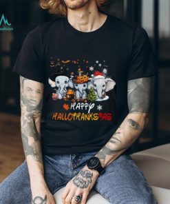 Happy Hallothanksmas Halloween Thanksgiving Christmas Elephant Classic T Shirt