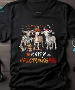 Happy Hallothanksmas Halloween Thanksgiving Christmas Goat Classic T Shirt