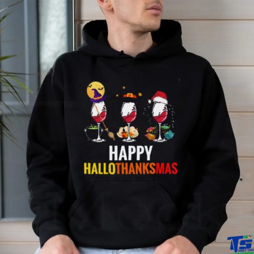 Happy Halloween Thanksgiving Christmas Hallothanksmas Unisex Sweatshirt