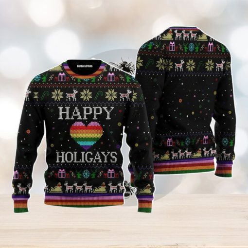 Happy Holigays LGBT Christmas Unisex Ugly Sweater