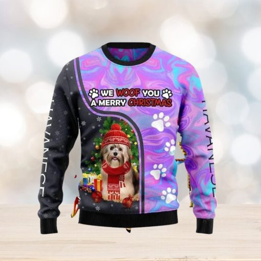 Havanese Hologram Color Ugly Christmas Sweater Best Gift For Men And Women