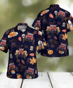 Hawaiian Aloha Shirts Jeep Halloween Pumpkin Skull shirt