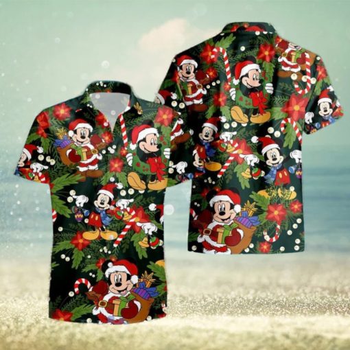 Hawaiian Disney Christmas Tropical Festive Mickey Holiday Shirt