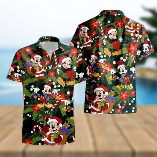 Hawaiian Disney Christmas Tropical Festive Mickey Holiday Shirt