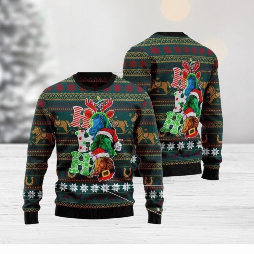 Ho Ho Ho Horse Christmas Ugly Wool Knitted Sweater