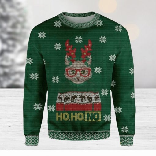 Ho Ho No Cat Christmas Ugly Sweater