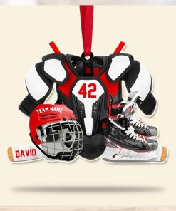 Hockey Gear Personalized Acrylic Ornament, Christmas Tree Decor For Hockey Players