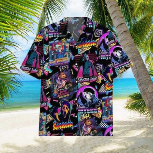 Horror Movie Retro Lapel Collar Hawaiian Shirt