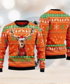 Hunting Christmas Merry Huntmas Deer Christmas Pattern Orange Hunting Christmas Ugly Sweater