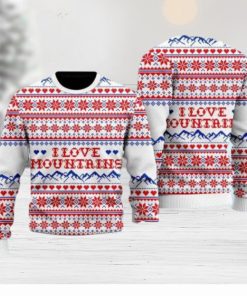 I Love Mountains Pattern Ugly Christmas Sweater Gift Knitting Sweater