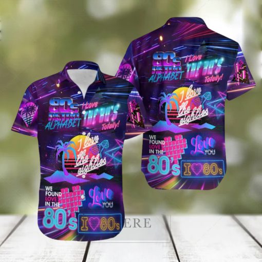 I Love The 80s Neon Music Party Hawaiian Shirt