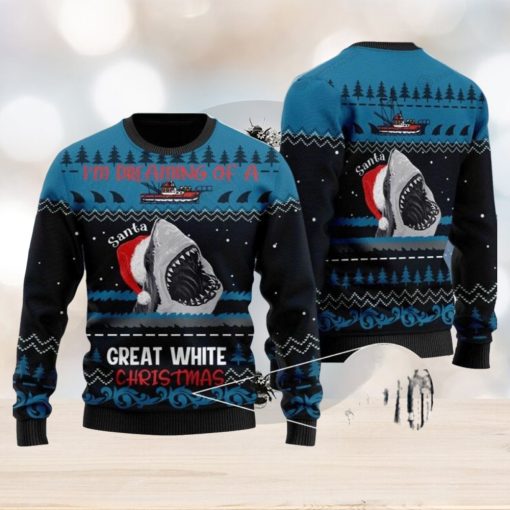 Im Dreaming Of A Great White Christmas Shark 3D Printed Ugly Christmas Sweater