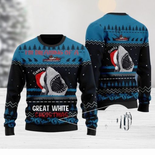 Im Dreaming Of A Great White Christmas Shark 3D Printed Ugly Christmas Sweater