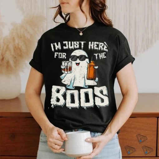 Im Just Here For The Boos Halloween Ghost Bourbon Whiskey T Shirt