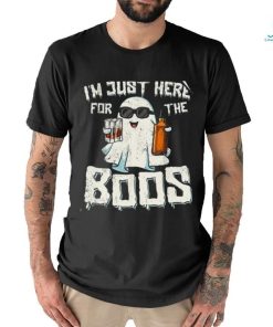 Im Just Here For The Boos Halloween Ghost Bourbon Whiskey T Shirt