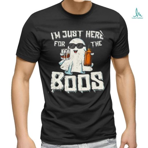 Im Just Here For The Boos Halloween Ghost Bourbon Whiskey T Shirt