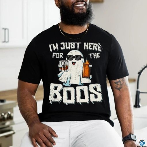 Im Just Here For The Boos Halloween Ghost Bourbon Whiskey T Shirt