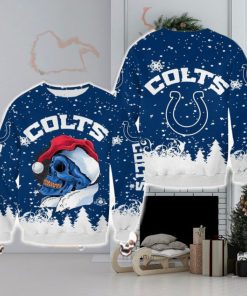 Indianapolis Colts Christmas Skull Garland Halloween Ugly Sweater For Men And Women Gift Christmas