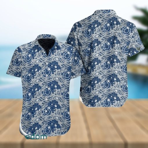 Indianapolis Colts Great Waves Of Japanese Hawaiian Shirt And Short For Men Gift, Short Beach For Family