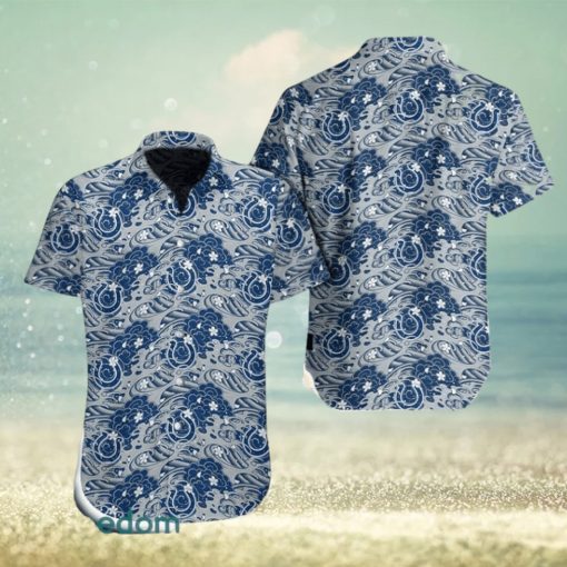 Indianapolis Colts Great Waves Of Japanese Hawaiian Shirt And Short For Men Gift, Short Beach For Family