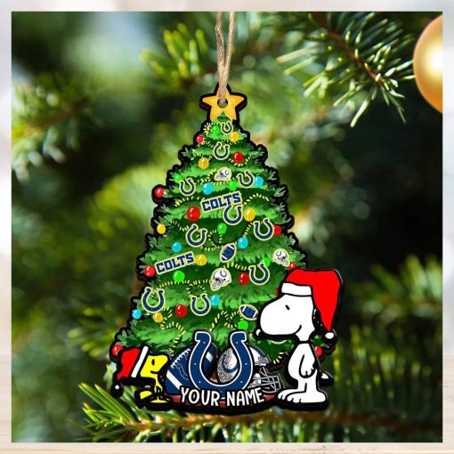 Indianapolis Colts Personalized Your Name Snoopy And Peanut Ornament Christmas Gifts For NFL Fans SP161023142ID03