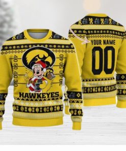 Iowa Hawkeyes Mickey Player Custom Name And Number Ugly Christmas Sweater