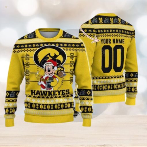 Iowa Hawkeyes Mickey Player Custom Name And Number Ugly Christmas Sweater