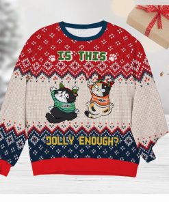 Is This Jolly Enough   Angry Cats   Knitted Ugly Sweater   Gifts For Cat Lover