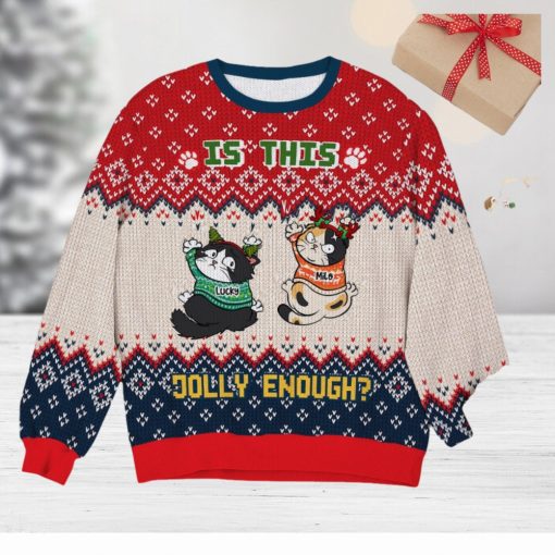 Is This Jolly Enough   Angry Cats   Knitted Ugly Sweater   Gifts For Cat Lover