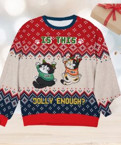 Is This Jolly Enough   Angry Cats   Knitted Ugly Sweater   Gifts For Cat Lover