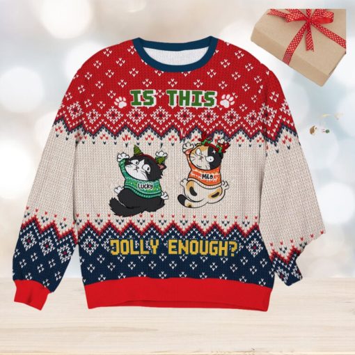 Is This Jolly Enough   Angry Cats   Knitted Ugly Sweater   Gifts For Cat Lover