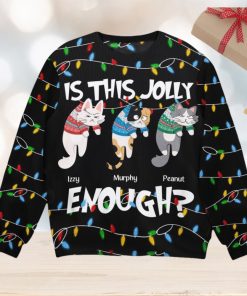 Is This Jolly Enough Hanging Cat 2 Personalized Ugly Sweater