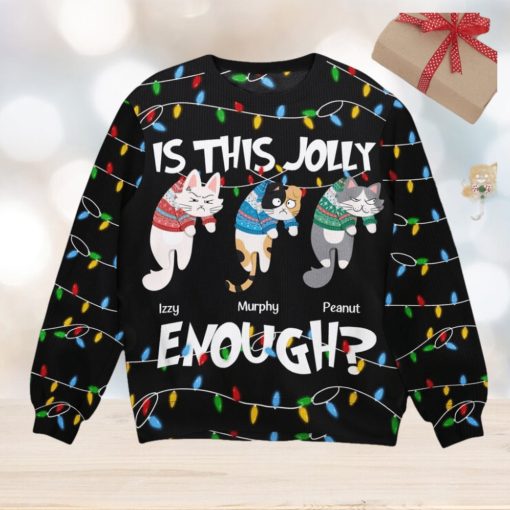 Is This Jolly Enough   Hanging Cat 2   Personalized Ugly Sweater